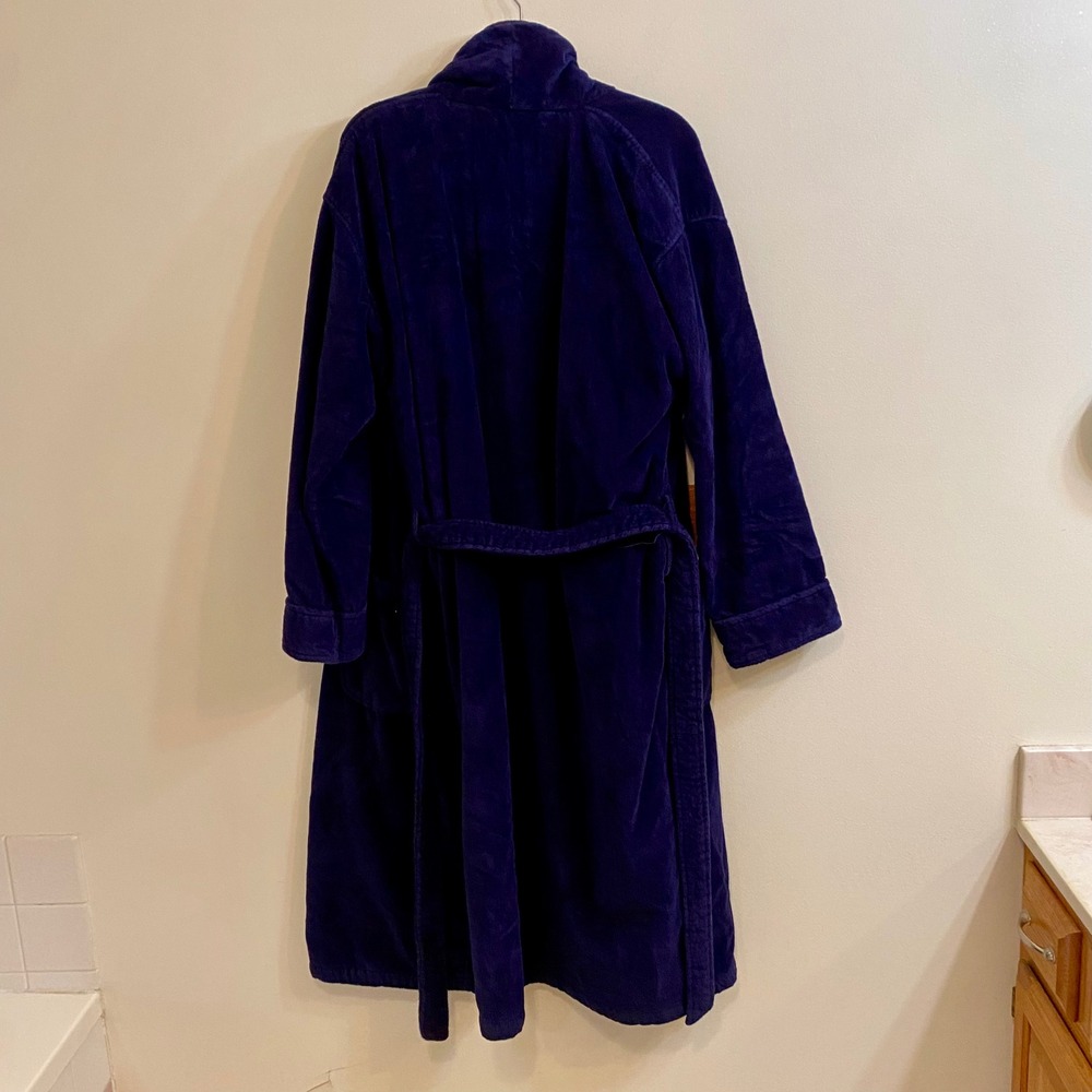 Polo Ralph Lauren VTG Robe Navy Red Fleece Lined Shawl Collar Belted Men OS - Picture 12 of 13